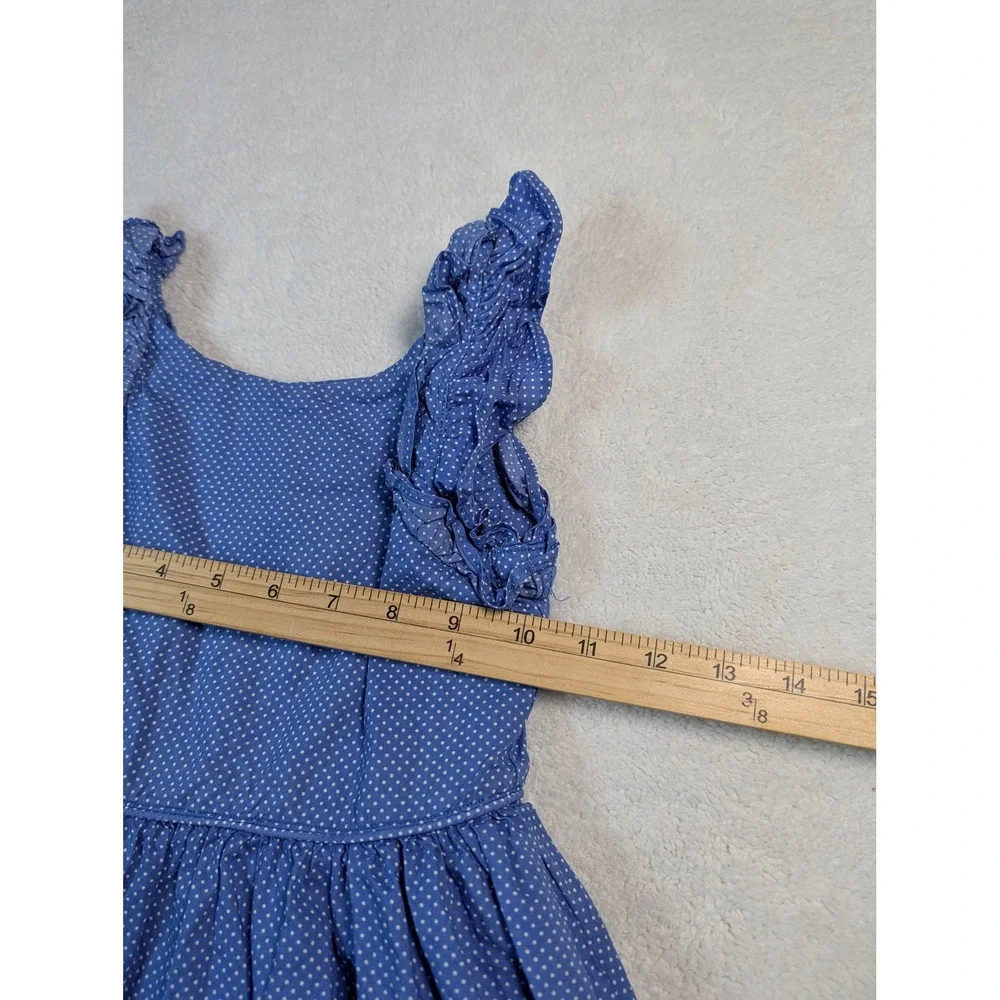 Janie and Jack Girls Blue Polka Dot Ruffle Sleeve Fit & Flare Dress Size 4